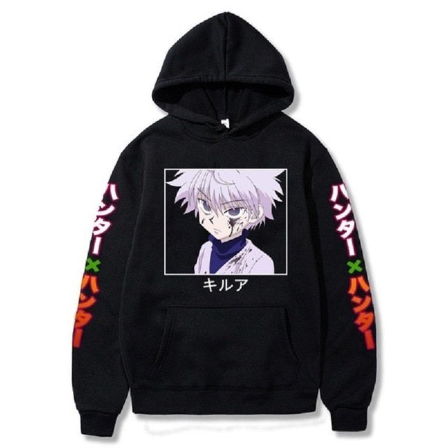 Hunter X Hunter Killua Cold Eyes Sleeve Text Hoodie