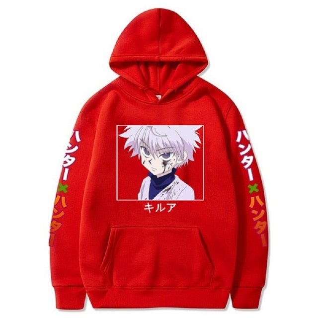 Hunter X Hunter Killua Cold Eyes Sleeve Text Hoodie