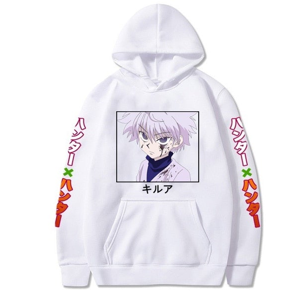 Hunter X Hunter Killua Cold Eyes Sleeve Text Hoodie