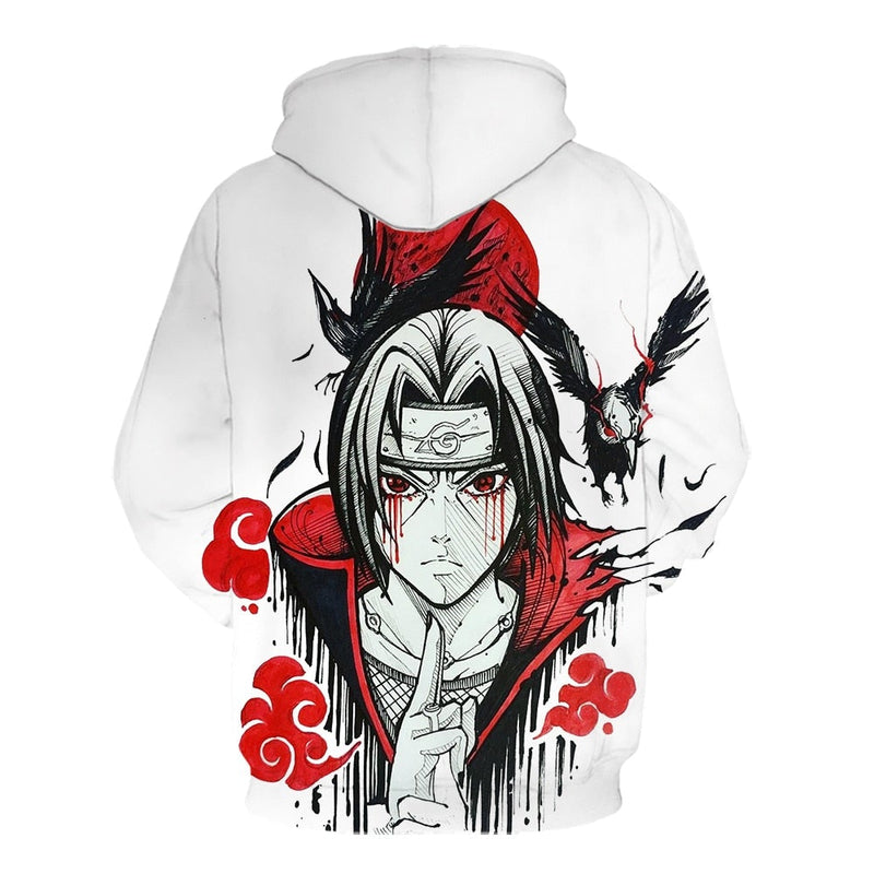 Naruto Itachi White Full Print Hoodie