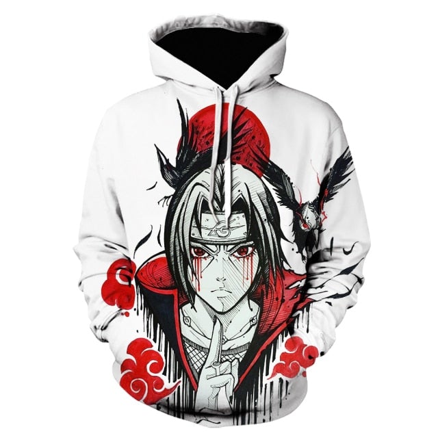 Naruto Itachi White Full Print Hoodie