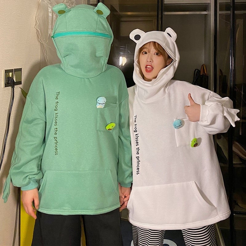 Kawaii Frog Face Hoodie