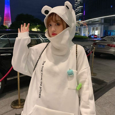 Kawaii Frog Face Hoodie