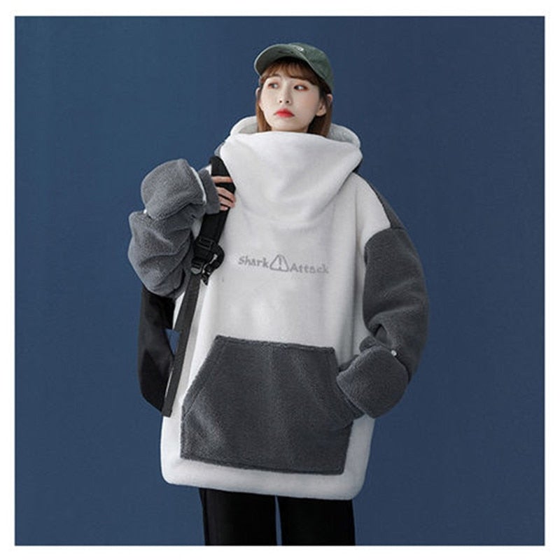 Kawaii Shark Face Zip Hoodie