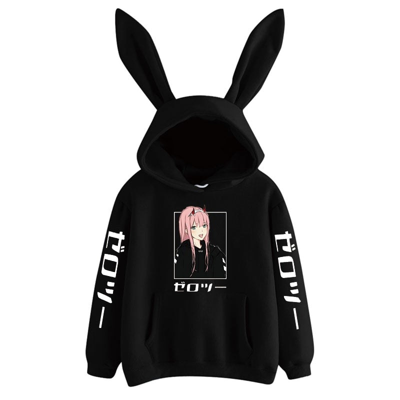Darling In The Franxx Zero Two Smile Bunny Ears Hoodie