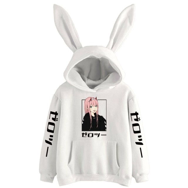 Darling In The Franxx Zero Two Smile Bunny Ears Hoodie
