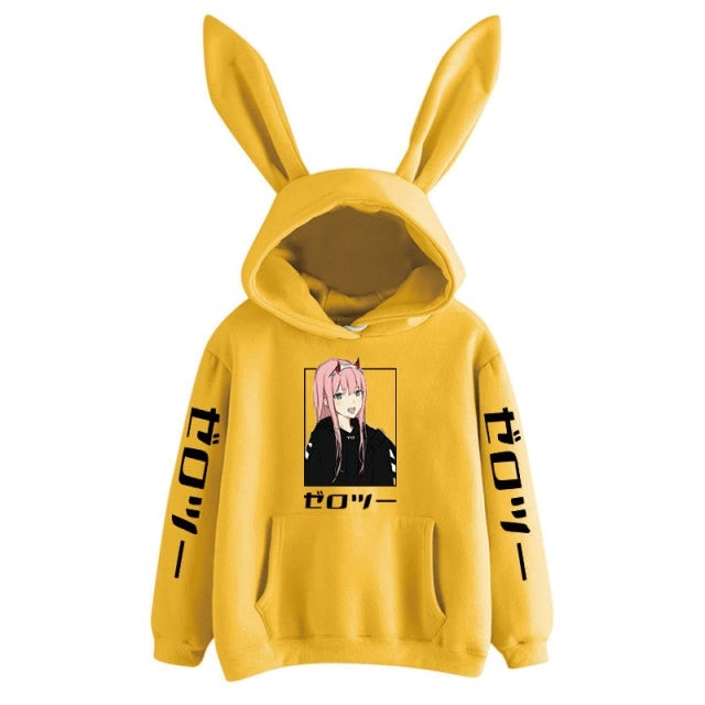Darling In The Franxx Zero Two Smile Bunny Ears Hoodie