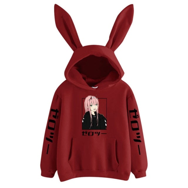Darling In The Franxx Zero Two Smile Bunny Ears Hoodie