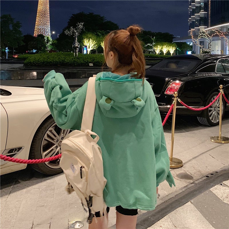 Kawaii Frog Face Hoodie