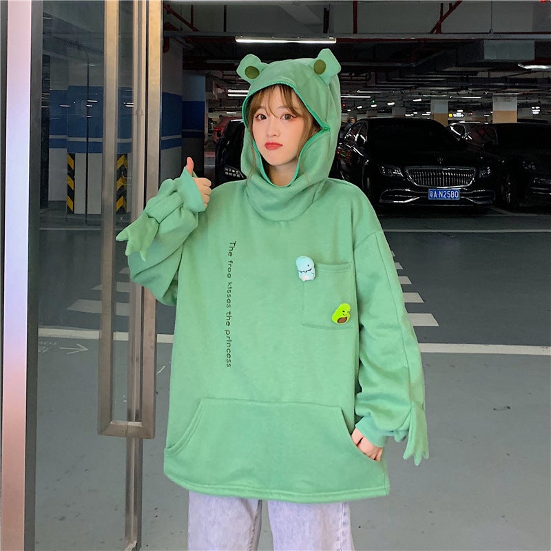 Kawaii Frog Face Hoodie