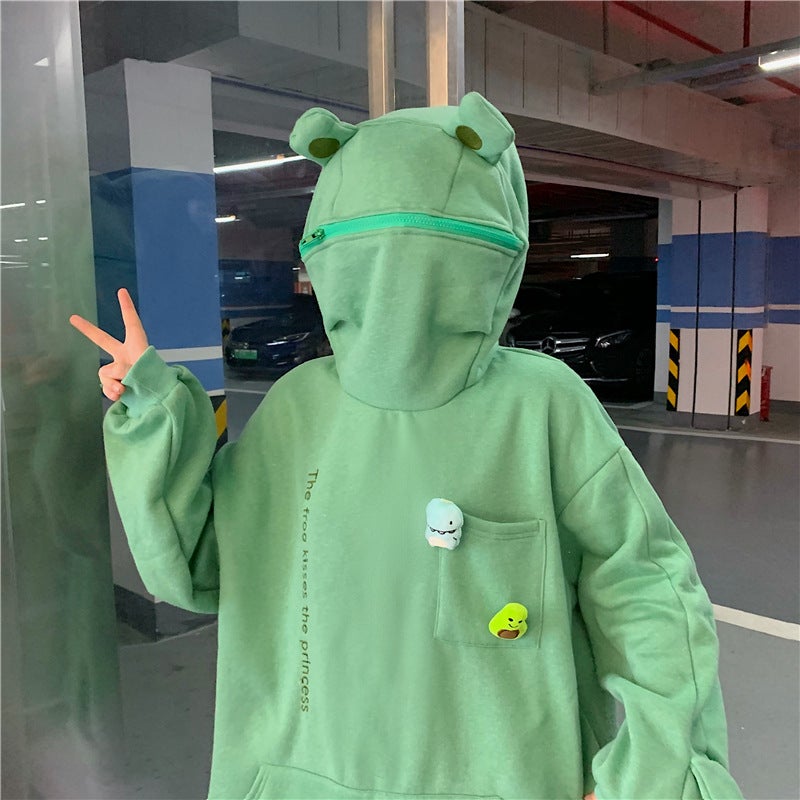 Kawaii Frog Face Hoodie