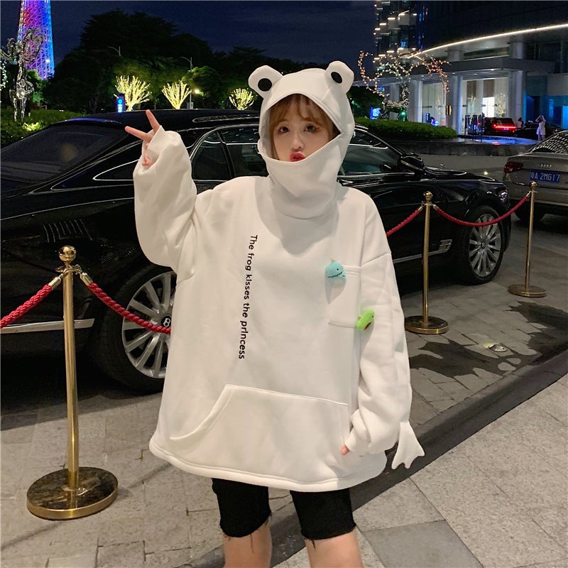 Kawaii Frog Face Hoodie