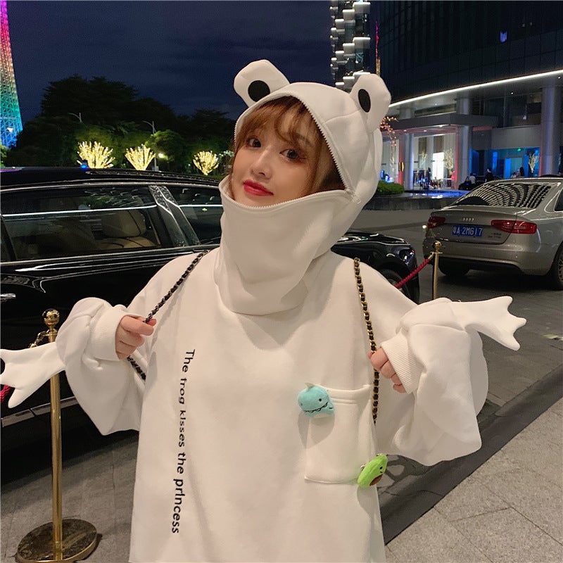 Kawaii Frog Face Hoodie
