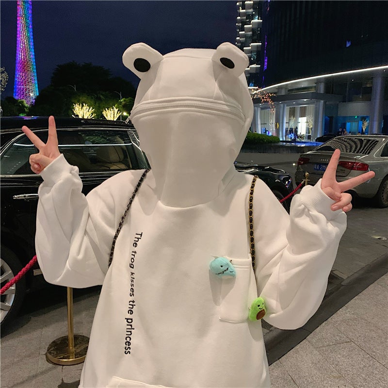 Kawaii Frog Face Hoodie
