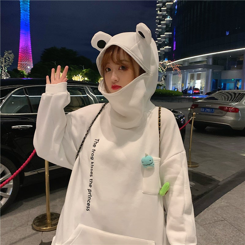 Kawaii Frog Face Hoodie