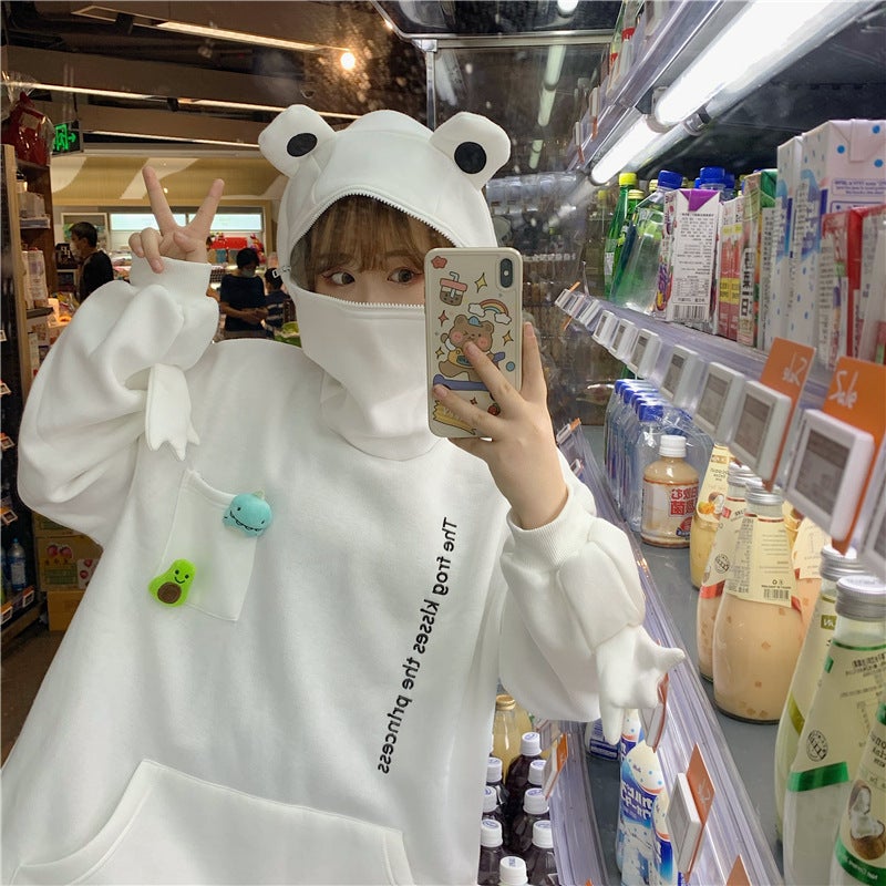 Kawaii Frog Face Hoodie