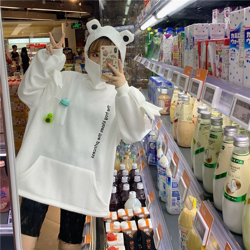 Kawaii Frog Face Hoodie